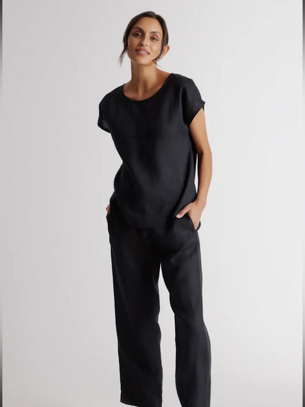 Quince 100 linen top bottom set black M